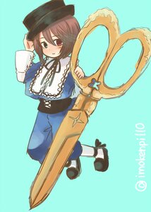 Rating: Safe Score: 0 Tags: 1girl blue_background blush brown_hair frills full_body green_eyes hat heterochromia image long_sleeves looking_at_viewer pants red_eyes shoes short_hair simple_background solo souseiseki standing top_hat twitter_username white_legwear User: admin