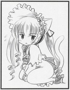 Rating: Safe Score: 0 Tags: 1girl :t animal_ears artist_request blush bonnet cat_ears drill_hair graphite_(medium) greyscale image long_hair long_sleeves lowres monochrome photo pout rozen_maiden shikishi shinku solo tail traditional_media twin_drills User: admin