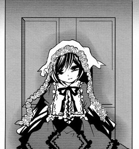 Rating: Safe Score: 0 Tags: 1girl border dress flower frills gothic_lolita greyscale image lolita_fashion long_hair long_sleeves looking_at_viewer monochrome ribbon solo suiseiseki User: admin