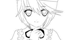 Rating: Safe Score: 0 Tags: 1girl blush closed_mouth eyebrows_visible_through_hair frilled_shirt_collar frills greyscale image looking_at_viewer monochrome short_hair simple_background smile solo souseiseki white_background User: admin