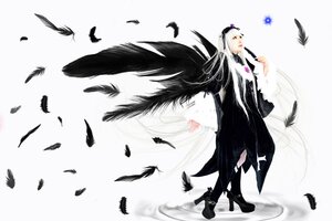 Rating: Safe Score: 0 Tags: 1girl bird bird_on_hand black_feathers black_footwear black_wings boots crow dove feathered_wings feathers flock hairband high_heels long_hair long_sleeves silver_hair solo suigintou very_long_hair white_feathers wings User: admin
