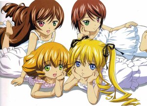Rating: Safe Score: 0 Tags: 4girls :d arm_support barefoot blonde_hair blue_eyes breasts brown_hair cleavage flat_chest frills green_eyes hair_ribbon heterochromia image long_hair looking_at_viewer lying multiple multiple_girls on_stomach open_mouth pillow red_eyes ribbon short_hair smile tagme twintails very_long_hair vivio User: admin