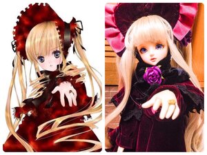 Rating: Safe Score: 0 Tags: 2girls blonde_hair blue_eyes bonnet bow doll dress drill_hair flower long_hair long_sleeves looking_at_viewer multiple_girls pink_rose red_dress rose shinku solo twin_drills twintails very_long_hair User: admin