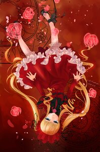 Rating: Safe Score: 0 Tags: 1girl blonde_hair blue_eyes bonnet bow dress flower image long_hair petals pink_rose red_dress rose rose_petals shinku shoes solo twintails very_long_hair User: admin