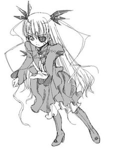 Rating: Safe Score: 0 Tags: 1girl barasuishou boots dress frills full_body greyscale hair_ribbon image long_hair long_sleeves looking_at_viewer lowres monochrome ribbon rozen_maiden satou_atsuki simple_background solo standing two_side_up very_long_hair white_background User: admin