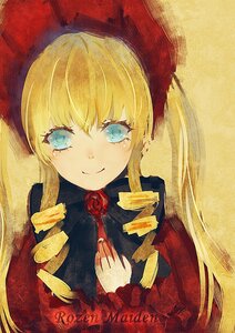 Rating: Safe Score: 0 Tags: 1girl bangs blonde_hair blue_eyes flower gloves hat image long_hair long_sleeves looking_at_viewer red_flower red_rose rose shinku sidelocks smile solo traditional_media upper_body User: admin