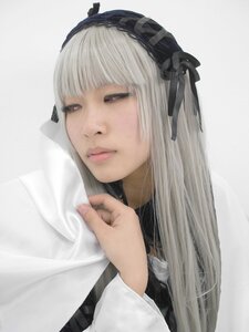 Rating: Safe Score: 0 Tags: 1girl bangs closed_mouth dress hairband lips long_hair long_sleeves realistic red_eyes ribbon solo suigintou User: admin