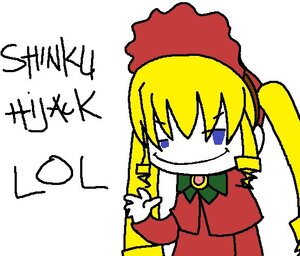 Rating: Safe Score: 0 Tags: 1girl blonde_hair blue_eyes bow hat image long_hair long_sleeves shinku simple_background smile solo twintails white_background User: admin