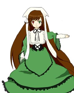 Rating: Safe Score: 0 Tags: 1girl brown_hair dress frills green_dress green_eyes head_scarf heterochromia image long_hair long_sleeves looking_at_viewer red_eyes simple_background smile solo suiseiseki very_long_hair white_background User: admin