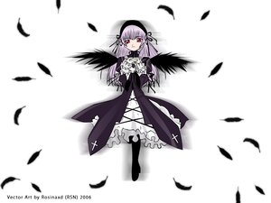 Rating: Safe Score: 0 Tags: 1girl bangs black_dress black_feathers black_ribbon black_wings dress feathered_wings feathers flower frilled_sleeves frills full_body hairband image long_hair long_sleeves looking_at_viewer red_eyes ribbon silver_hair solo suigintou white_background white_feathers wings User: admin