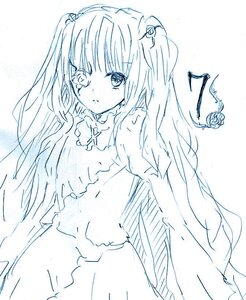 Rating: Safe Score: 0 Tags: 1girl dress image kirakishou long_hair looking_at_viewer monochrome navel sketch solo User: admin