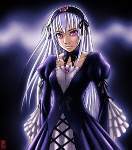 Rating: Safe Score: 0 Tags: 1girl black_ribbon cowboy_shot detached_collar dress expressionless frilled_sleeves frills hairband image juliet_sleeves lolita_fashion long_hair long_sleeves looking_at_viewer pink_eyes puffy_sleeves purple_eyes rozen_maiden shiraki_(artist) silver_hair solo suigintou User: admin