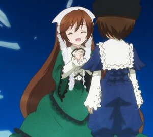 Rating: Safe Score: 0 Tags: 2girls brown_hair closed_eyes dress frills hat head_scarf holding_hands image long_hair long_sleeves multiple_girls open_mouth pair short_hair siblings sisters smile souseiseki suiseiseki twins very_long_hair User: admin