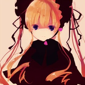 Rating: Safe Score: 0 Tags: 1girl blonde_hair blue_eyes dress image long_hair long_sleeves ribbon shinku simple_background solo twintails upper_body User: admin