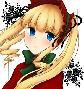 Rating: Safe Score: 0 Tags: 1girl blonde_hair blue_eyes blush bonnet bow drill_hair flower image long_hair looking_at_viewer portrait rose shinku sidelocks smile solo twin_drills twintails upper_body white_background User: admin