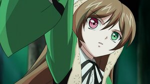 Rating: Safe Score: 0 Tags: 1girl black_ribbon brown_hair dress green_dress green_eyes heterochromia image long_hair long_sleeves looking_at_viewer neck_ribbon red_eyes ribbon solo suiseiseki User: admin