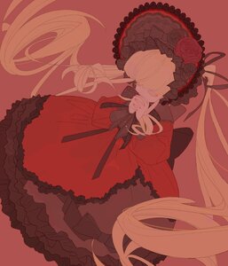 Rating: Safe Score: 0 Tags: 1girl black_ribbon blonde_hair bow dress flower frills image lolita_fashion long_hair long_sleeves red_background red_dress red_flower red_rose rose shinku simple_background solo twintails very_long_hair User: admin