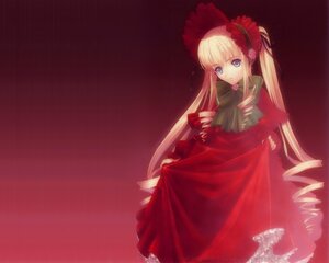 Rating: Safe Score: 0 Tags: 1girl blonde_hair blue_eyes bonnet bow bowtie dress drill_hair flower image long_hair long_sleeves looking_at_viewer red_dress rose shinku simple_background solo twintails very_long_hair User: admin