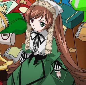 Rating: Safe Score: 0 Tags: 1girl black_ribbon brown_hair dress food frills green_dress green_eyes heterochromia image long_hair long_sleeves red_eyes ribbon solo suiseiseki very_long_hair watering_can User: admin