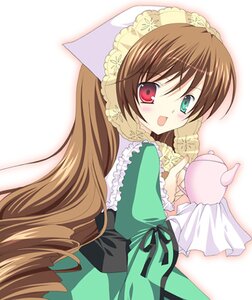 Rating: Safe Score: 0 Tags: 1girl :d apron blush brown_hair dress drill_hair frills green_dress green_eyes head_scarf heterochromia image long_hair long_sleeves looking_at_viewer open_mouth red_eyes smile solo suiseiseki twin_drills very_long_hair User: admin