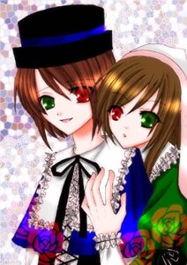 Rating: Safe Score: 0 Tags: 2girls blue_dress brown_hair dress flower frills green_dress green_eyes hat head_scarf heterochromia holding_hands image long_hair long_sleeves looking_at_viewer multiple_girls open_mouth pair red_eyes rose short_hair siblings sisters smile souseiseki suiseiseki top_hat twins User: admin