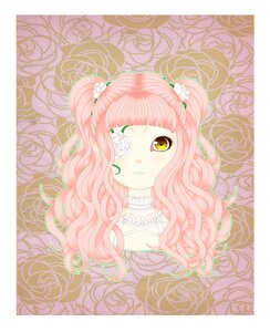 Rating: Safe Score: 0 Tags: 1girl bangs flower hair_flower hair_ornament image kirakishou long_hair pink_hair rose solo thorns vines white_flower yellow_eyes User: admin