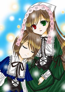 Rating: Safe Score: 0 Tags: 2girls black_ribbon blonde_hair blue_dress brown_hair closed_eyes dress green_dress green_eyes head_scarf heterochromia image long_hair long_sleeves multiple_girls pair red_eyes ribbon short_hair siblings sisters souseiseki suiseiseki twins very_long_hair User: admin