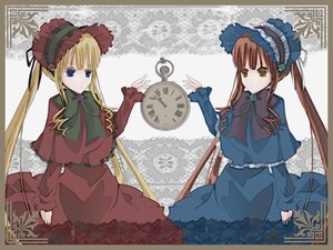 Rating: Safe Score: 0 Tags: 2girls auto_tagged blonde_hair blue_eyes bonnet bow bowtie brown_hair capelet dress expressionless flower hat image long_hair long_sleeves looking_at_viewer multiple_girls red_dress shinku sidelocks sitting solo twintails very_long_hair User: admin