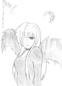 Rating: Safe Score: 0 Tags: 1girl bird blush dress feathers greyscale hair_over_one_eye image long_hair long_sleeves looking_at_viewer monochrome simple_background solo striped striped_shirt suigintou upper_body vertical_stripes white_background wings User: admin