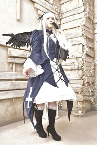 Rating: Safe Score: 0 Tags: 1girl black_legwear boots feathers long_hair ribbon solo standing suigintou thighhighs white_hair wings User: admin