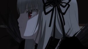 Rating: Safe Score: 0 Tags: 1girl close-up closed_mouth dress hair_ribbon image long_hair red_eyes ribbon simple_background smile solo suigintou User: admin