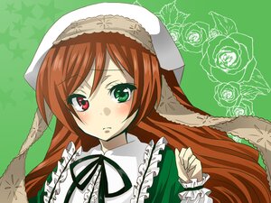 Rating: Safe Score: 0 Tags: 1girl blush brown_hair dress flower frills green_background green_eyes hairband hat heterochromia image lolita_fashion long_hair long_sleeves looking_at_viewer red_eyes ribbon rose solo star_(symbol) suiseiseki User: admin