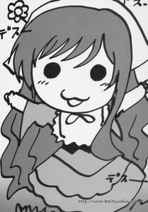 Rating: Safe Score: 0 Tags: 1girl :3 artist_name blush_stickers chibi dated dress eyebrows_visible_through_hair greyscale image long_hair long_sleeves monochrome solo suiseiseki User: admin