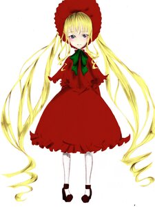 Rating: Safe Score: 0 Tags: 1girl blonde_hair blue_eyes bonnet bow bowtie dress drill_hair full_body green_bow green_neckwear image long_hair long_sleeves looking_at_viewer pantyhose red_dress shinku shoes simple_background solo standing twintails very_long_hair white_background white_legwear User: admin