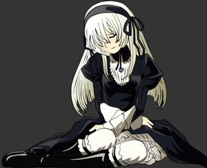 Rating: Safe Score: 0 Tags: 1girl black_dress bloomers closed_mouth dress full_body hairband image juliet_sleeves long_hair long_sleeves puffy_sleeves sitting solo suigintou User: admin