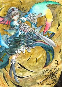 Rating: Safe Score: 0 Tags: 1girl dress frills image kneehighs long_hair long_sleeves red_eyes solo suigintou traditional_media watercolor_(medium) weapon wings User: admin