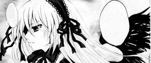 Rating: Safe Score: 0 Tags: 1girl blush dress frills greyscale hairband image lolita_hairband long_hair monochrome ribbon solo suigintou tears wings User: admin