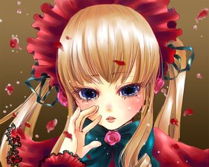 Rating: Safe Score: 0 Tags: 1girl blonde_hair blue_eyes bow flower image long_hair petals pink_flower rose rose_petals shinku solo twintails User: admin