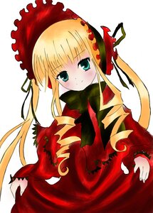 Rating: Safe Score: 0 Tags: 1girl blonde_hair blush bonnet bow bowtie dress drill_hair frills image long_hair long_sleeves looking_at_viewer red_dress shinku sidelocks simple_background solo standing twintails white_background User: admin