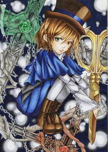 Rating: Safe Score: 0 Tags: 1girl anchor broken broken_chain chain chained clock cuffs flail flower green_eyes handcuffs hat heterochromia image marker_(medium) pocket_watch rose shackles short_hair solo souseiseki top_hat traditional_media watch User: admin