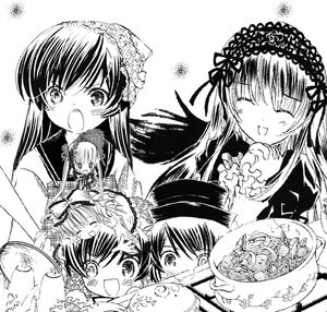 Rating: Safe Score: 0 Tags: 1boy blush bonnet closed_eyes dress food frills greyscale hairband hat hina_ichigo image lolita_hairband long_sleeves monochrome multiple multiple_girls open_mouth shinku siblings smile suigintou suiseiseki tagme top_hat User: admin