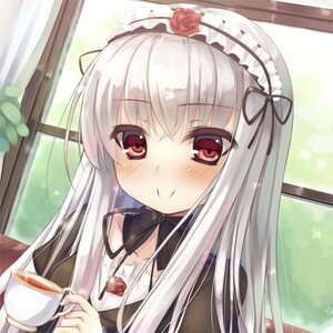 Rating: Safe Score: 0 Tags: 1girl blush closed_mouth cup dress eyebrows_visible_through_hair flower hairband holding holding_cup image lolita_fashion long_hair long_sleeves looking_at_viewer red_eyes red_flower red_rose rose silver_hair smile solo suigintou table tea teacup teapot window User: admin