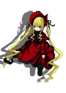 Rating: Safe Score: 0 Tags: 1girl blonde_hair blue_eyes bonnet bow bowtie dress full_body image long_hair long_sleeves looking_at_viewer red_dress shinku shoes sitting solo twintails very_long_hair User: admin