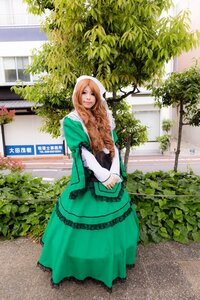 Rating: Safe Score: 0 Tags: 1girl blonde_hair dress green_dress long_hair long_sleeves outdoors solo standing suiseiseki tree User: admin