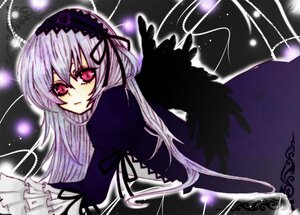 Rating: Safe Score: 0 Tags: 1girl black_ribbon black_wings dress flower frilled_sleeves frills hairband image long_hair long_sleeves looking_at_viewer looking_back pink_eyes ribbon rose silver_hair solo suigintou wings User: admin