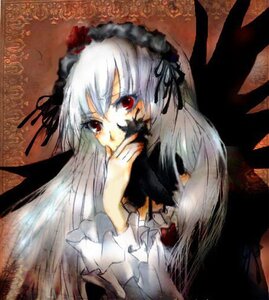 Rating: Safe Score: 0 Tags: 1girl black_dress black_ribbon black_wings dress flower frilled_sleeves frills hairband image long_hair long_sleeves looking_at_viewer red_eyes ribbon rose silver_hair solo suigintou upper_body wings User: admin
