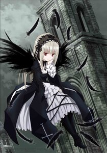 Rating: Safe Score: 0 Tags: 1girl bird black_feathers black_wings boots dress feathers frills hairband image long_hair long_sleeves looking_at_viewer red_eyes ribbon smile solo suigintou wings User: admin