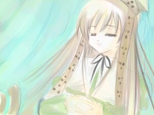 Rating: Safe Score: 0 Tags: 1girl black_ribbon closed_eyes dress green_dress image long_hair long_sleeves ribbon solo suiseiseki User: admin