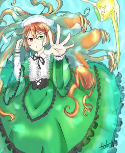 Rating: Safe Score: 0 Tags: 1girl dress drill_hair frills green_dress green_eyes heterochromia image lolita_fashion long_hair long_sleeves looking_at_viewer red_eyes ribbon solo suiseiseki very_long_hair User: admin