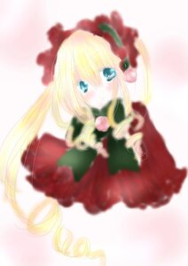 Rating: Safe Score: 0 Tags: 1girl blonde_hair blue_eyes blurry blush bow bowtie depth_of_field dress drill_hair flower image long_hair long_sleeves looking_at_viewer motion_blur pink_rose red_dress rose shinku solo twintails User: admin